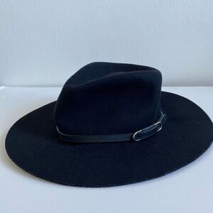 Western Wool Black hat with leather trim Festival Witchy